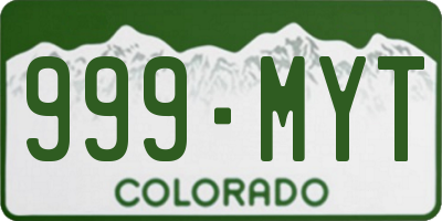 CO license plate 999MYT