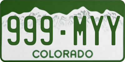 CO license plate 999MYY