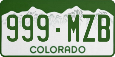 CO license plate 999MZB