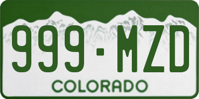 CO license plate 999MZD