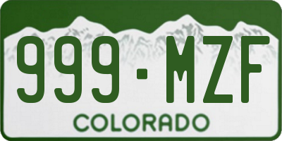 CO license plate 999MZF