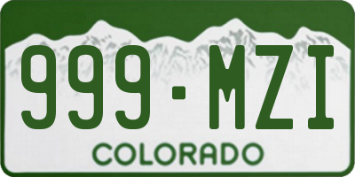 CO license plate 999MZI