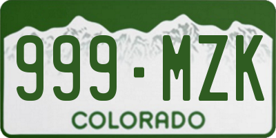CO license plate 999MZK