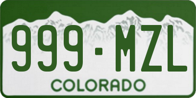 CO license plate 999MZL