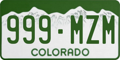 CO license plate 999MZM