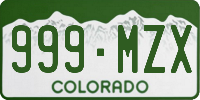 CO license plate 999MZX