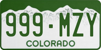 CO license plate 999MZY