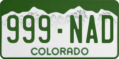CO license plate 999NAD