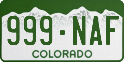 CO license plate 999NAF
