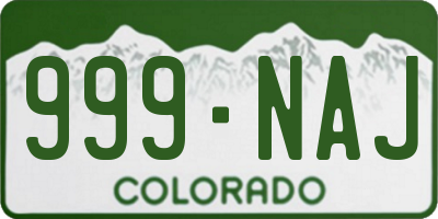 CO license plate 999NAJ