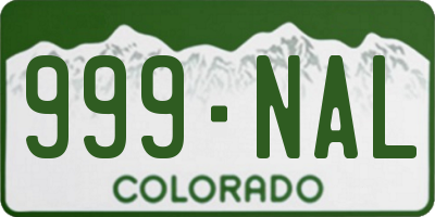 CO license plate 999NAL