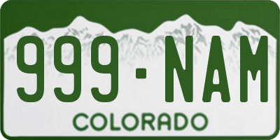 CO license plate 999NAM