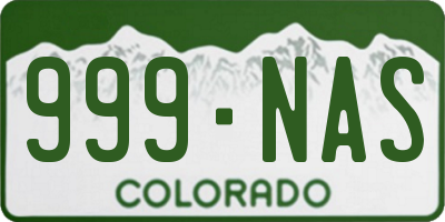 CO license plate 999NAS