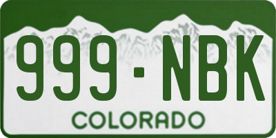 CO license plate 999NBK