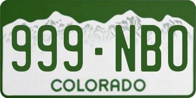 CO license plate 999NBO