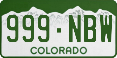 CO license plate 999NBW