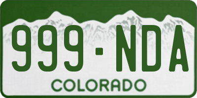 CO license plate 999NDA