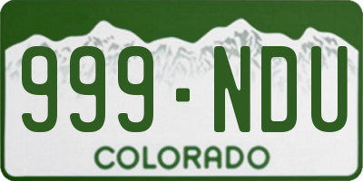 CO license plate 999NDU