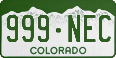 CO license plate 999NEC