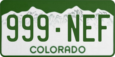 CO license plate 999NEF