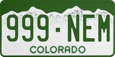 CO license plate 999NEM