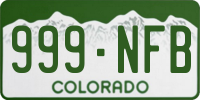 CO license plate 999NFB