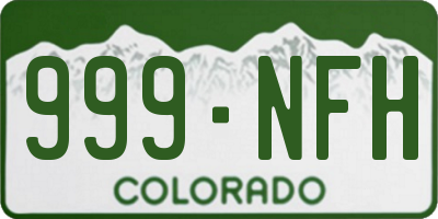 CO license plate 999NFH