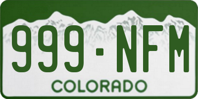 CO license plate 999NFM