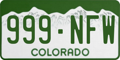 CO license plate 999NFW