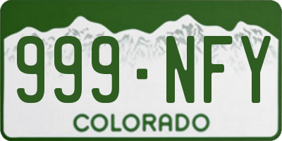 CO license plate 999NFY