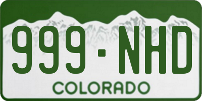 CO license plate 999NHD