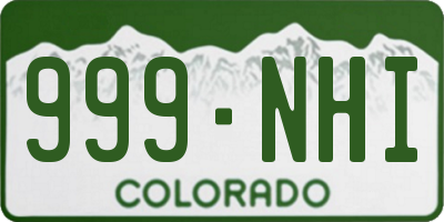 CO license plate 999NHI