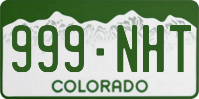 CO license plate 999NHT