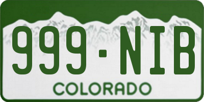 CO license plate 999NIB