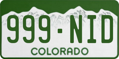 CO license plate 999NID