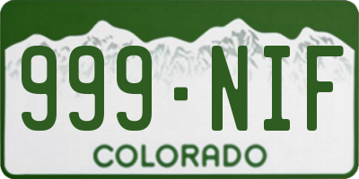 CO license plate 999NIF