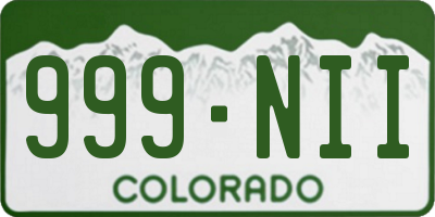 CO license plate 999NII