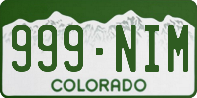 CO license plate 999NIM