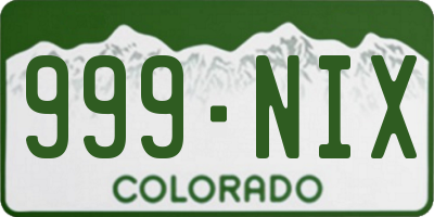 CO license plate 999NIX