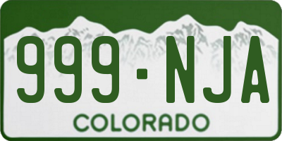 CO license plate 999NJA