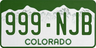 CO license plate 999NJB