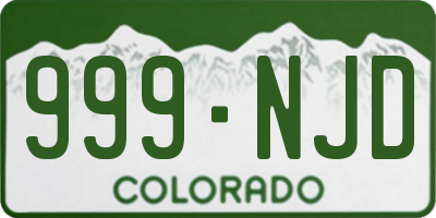 CO license plate 999NJD