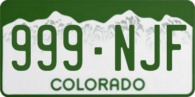 CO license plate 999NJF