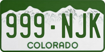 CO license plate 999NJK