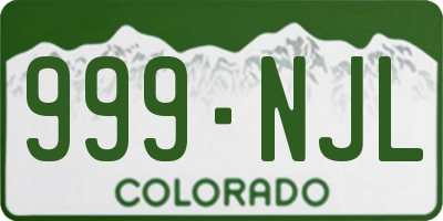 CO license plate 999NJL