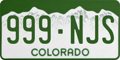 CO license plate 999NJS