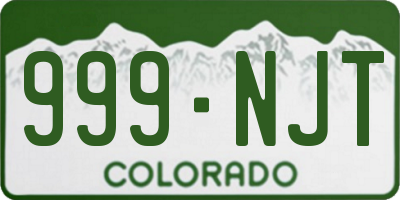 CO license plate 999NJT