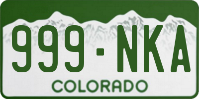 CO license plate 999NKA