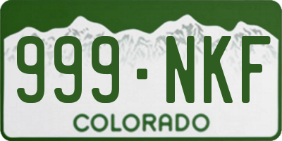 CO license plate 999NKF