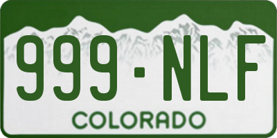 CO license plate 999NLF